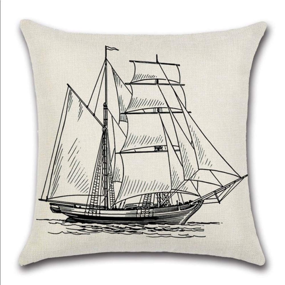 🔥3 FOR $10🔥 Sailboat Print Cushion Cover